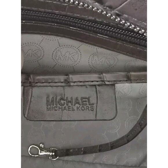 Michael Kors Selma Brown Croc Stamped Leather Satchel Large Pre- Owned - Picture 5 of 9